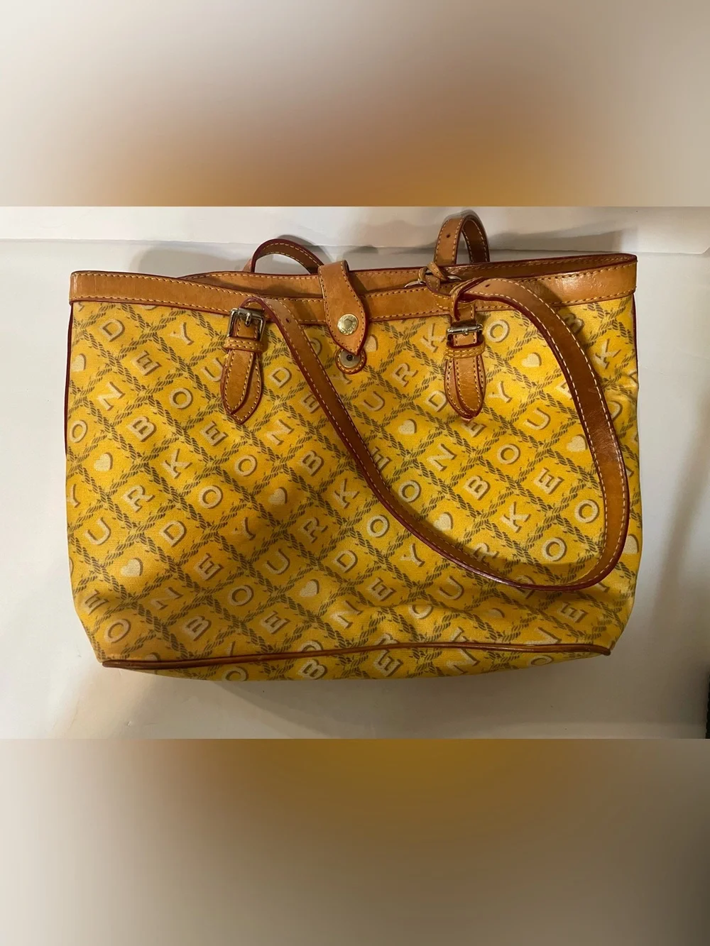 Dooney & Bourke Yellow Monogram Satchel Tote Y2K